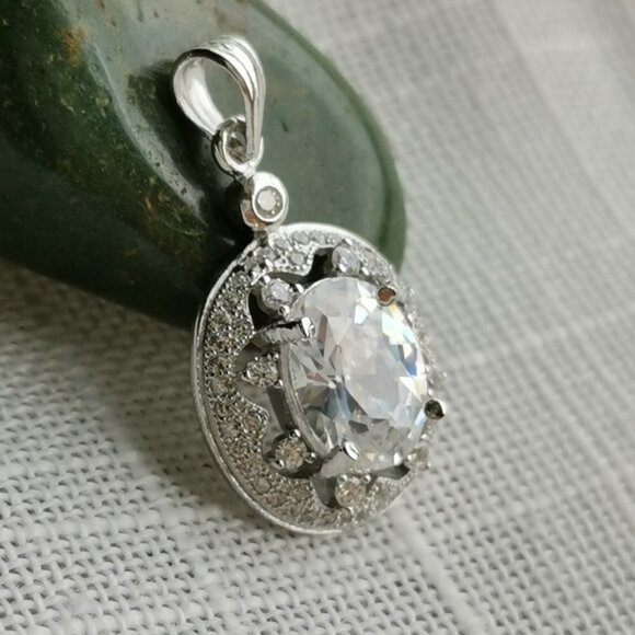 NEW Sterling Silver CZ pendant for necklace - Picture 2 of 4